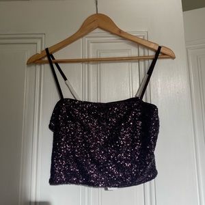Deep purple sequin crop top NWT